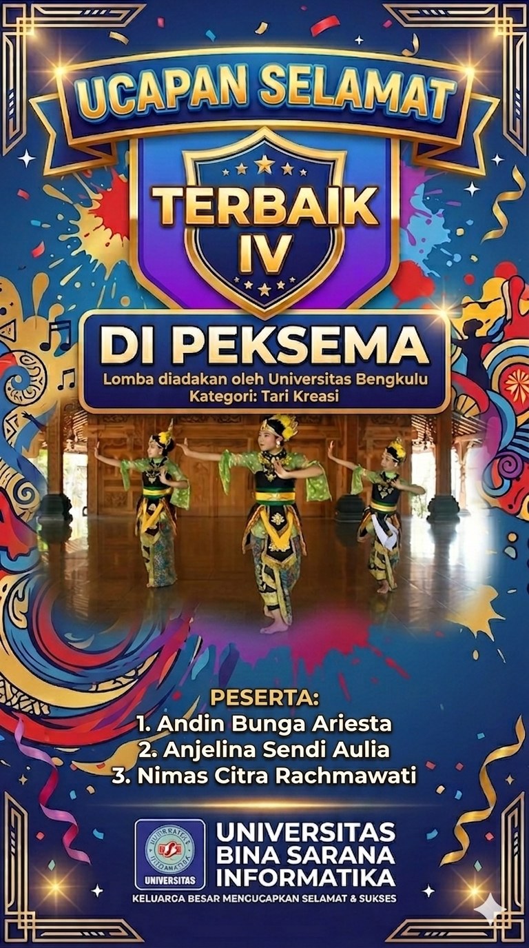 Foto Angelina Sendi Aulia, mahasiswa berprestasi juara Juara 4 lomba Juara 4 Loma Tari Kreasi PEKSEMA (Pekan Seni Mahasiswa)
